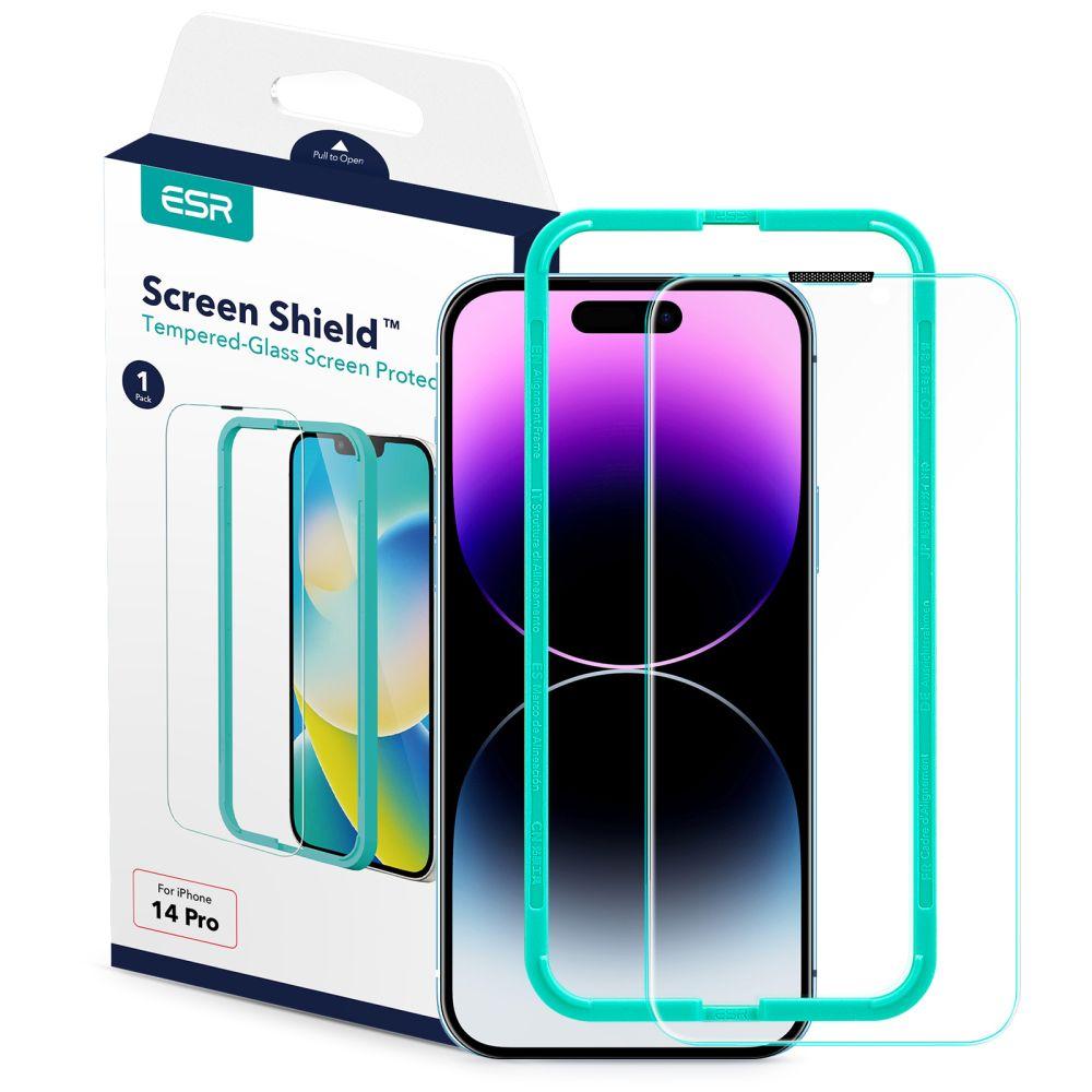 Захисне скло ESR для iPhone 14 Pro, Screen Shield (1 шт.) зі встановленням рамкою