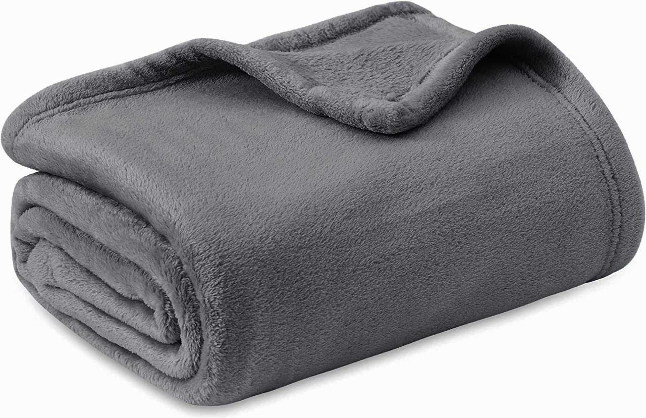 Плед хутряний однотонний 200x230 темно-сірий HomeBrand
