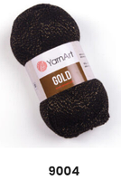 Нитки пряжа для в'язання акрил з люрексом/метанітом GOLD YarnArt Голд ЯрнАрт № 9004 - чорний/золото