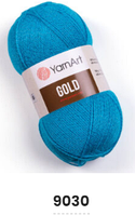 Нитки пряжа для в'язання акрил з люрексом/метанітом GOLD YarnArt Голд ЯрнАрт № 9030 - темний блакитний