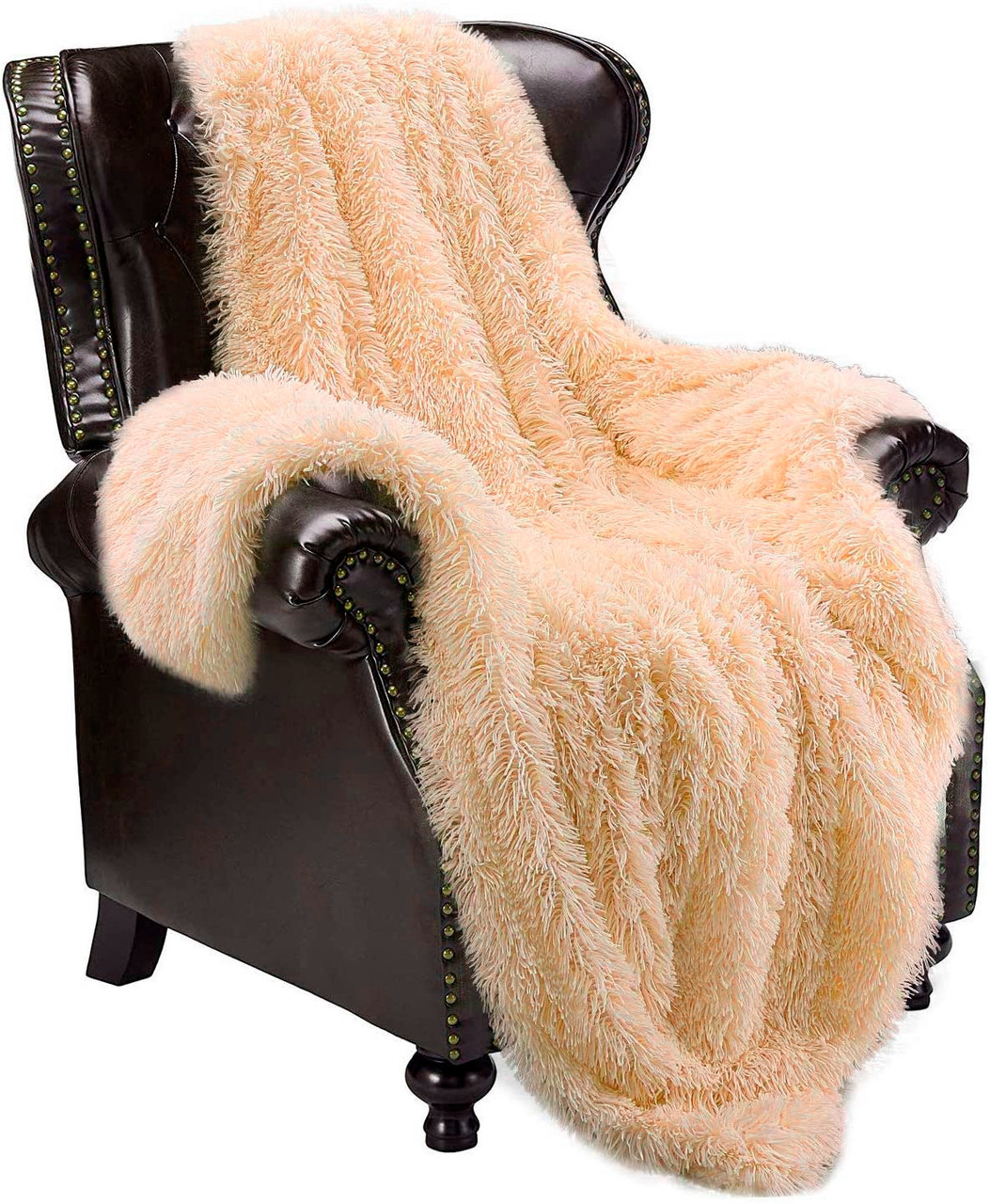 Плед хутряний травка 210х230 персик HomeBrand