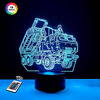 3D нічник "HIMARS 2" (ВОЛІЧНЕ ЗОБРАЖЕННЯ)+ пульт ДК+ батарейки (3АА)  3DTOYSLAMP