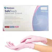 Нитриловые перчатки Medicom SafeTouch Advanced Extend+, S (6-7), светло-розовые, 100 шт