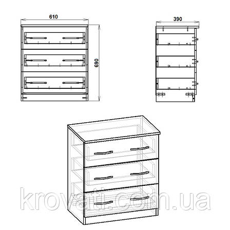 Маленький комод Компаніт 3-А, Дуб Крафт Золотий, фото 2