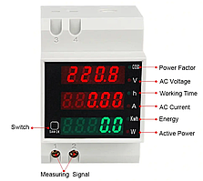 Енергометр на DIN рейку/Ватметр D52-2047 на дин рейку AC 80-300V, 0-100A/ цифровий лічильник на DIN-рейку