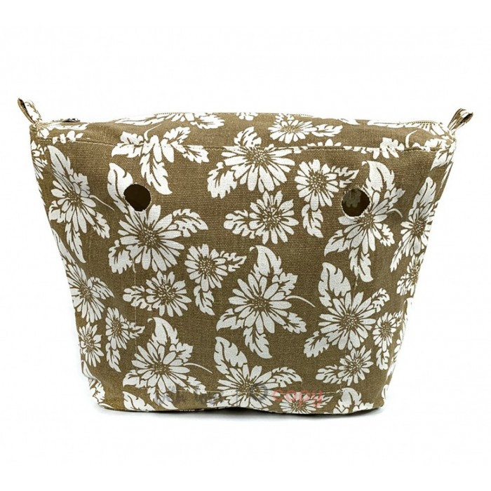 Джинсова підкладка для сумки classic, Квіти бежеві, фото 1