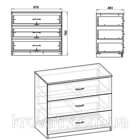 Комод на 3 шухляди Компаніт 3-Б, Дуб сонома, фото 2
