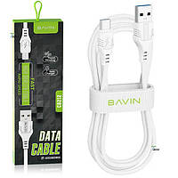 USB-кабель для заряджання телефона, для передавання даних Type-C Bavin 2.4 A 1 м QC 3.0 Білий (CB212)