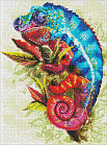 Алмазна мозаїка "Яскравий хамелеон", Ідейка, 30х40 см, AMO7457, акрилові стрази, для творчості та відпочинку