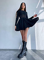 Красива жіноча приталена сукня з корсетною вставкою та спідницею сонцем Smb7999, фото 2