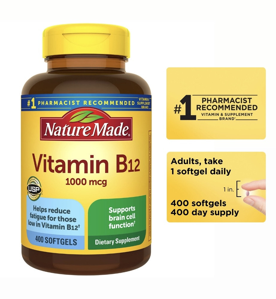 Вітамін B12 Nature Made 400 гелевих капсул Vitamin B12 1000 mcg  Б12