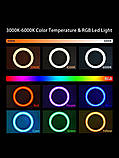 RGB 26 + ПУЛЬТ + ШТАТИВ ПОСИЛЕНИЙ AL-215, 215см, кольорова лампа для селфі різнокольорова кільцева лампа 26см, фото 8