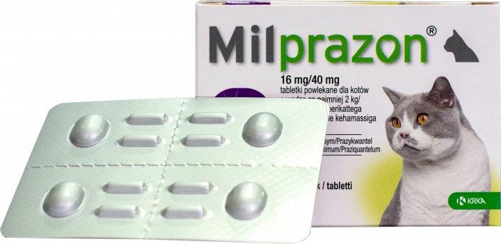 Антигельмінтні пігулки KRKA Milprazon для котів від 2-х кг (1 блістер/4пігулки 16мг/40мг)