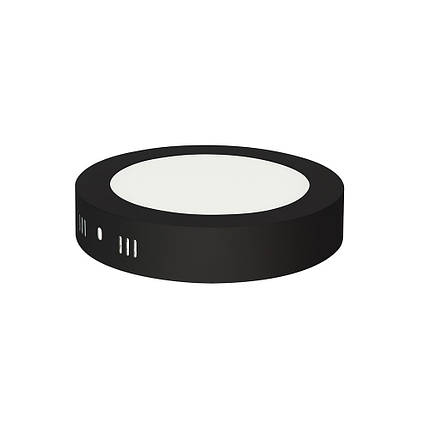 Світлодіодний накладний світильник 12 W 6400 K круг чорний (стельовий) Код.56113, фото 2