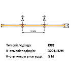 Світлодіодна стрічка BIOM Professional BPS-G3-24-COB-320-СW-20 холодний білий, негерметична, 1 м, фото 3