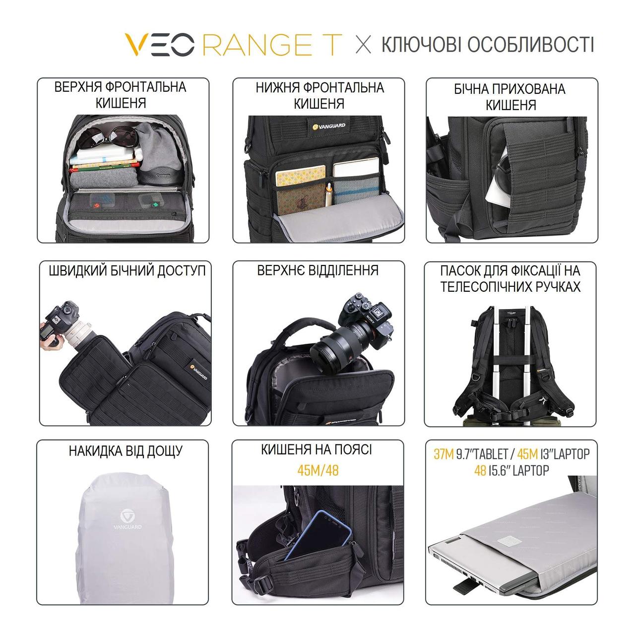 Тактический рюкзак для фототехники Vanguard VEO Range T 45M Beige (VEO Range T 45M BG) - фото 9 - id-p1787716624