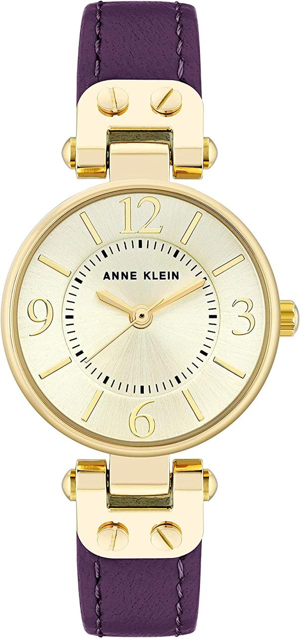 Purple/Gold Жіночий годинник зі шкіряним ремінцем Anne Klein