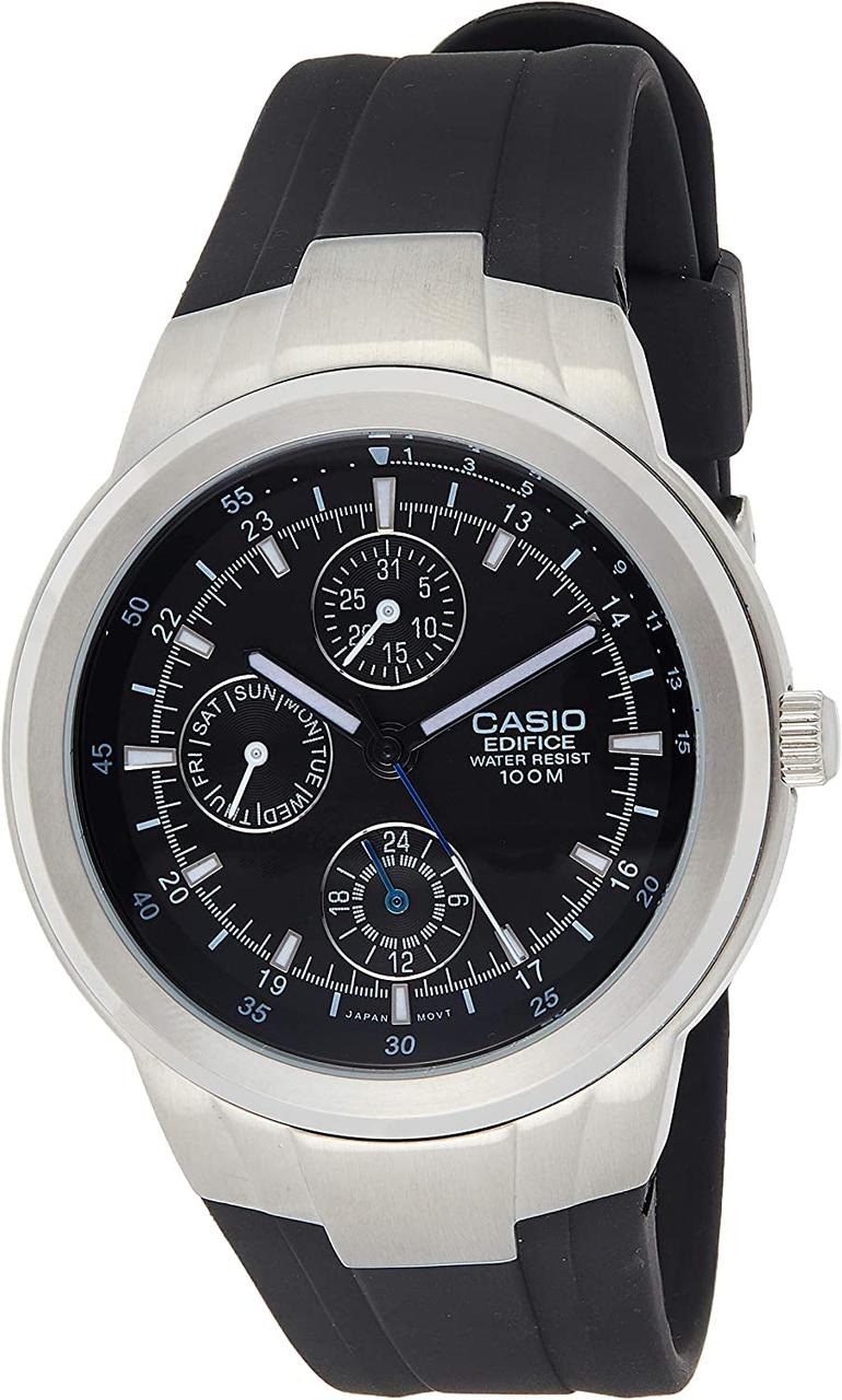 Чоловічий багатофункціональний годинник Casio EF305-1AV Edifice із чорним полімерним ремінцем