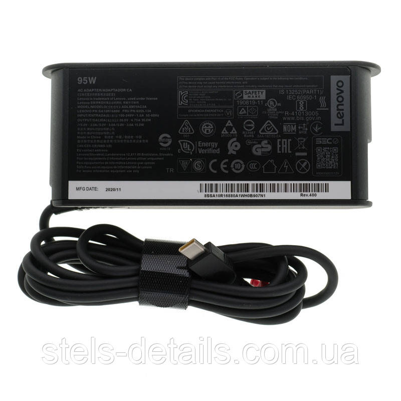 Оригінальний блок живлення для ноутбука LENOVO USB-C 95W (20V, 15V, 9V, 5V), USB3.1/Type-C/USB-C, Black (02DL134)