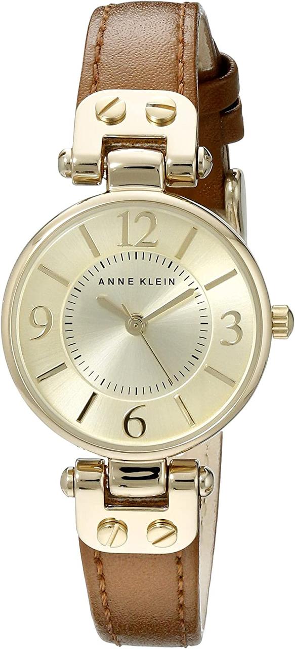 Honey Brown/Gold Жіночий годинник зі шкіряним ремінцем Anne Klein