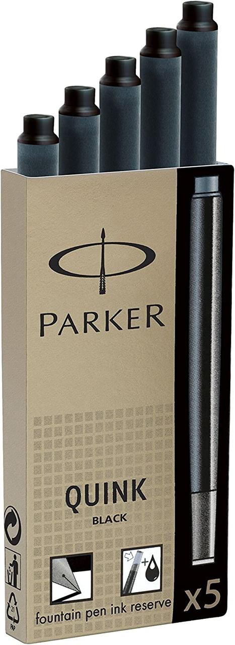 Black box of 5 Parker S0116210 Quink Fountain Pen Refilers, коробка з довгими картриджами 5
