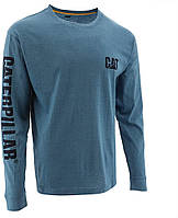 Large Real Teal Heather Мужские футболки с длинным рукавом и баннером Caterpillar с логотипом Cat Workwea