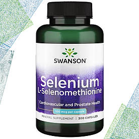 Селен Swanson Selenium L-Selenomethionine 100 мкг Cardiovascular and Prostate Health 300 капсул
