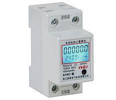 Электросчетчик на DIN рейку с кнопкой / Ваттметр DDSU1897 на дин рейку AC 220V, 0-80A