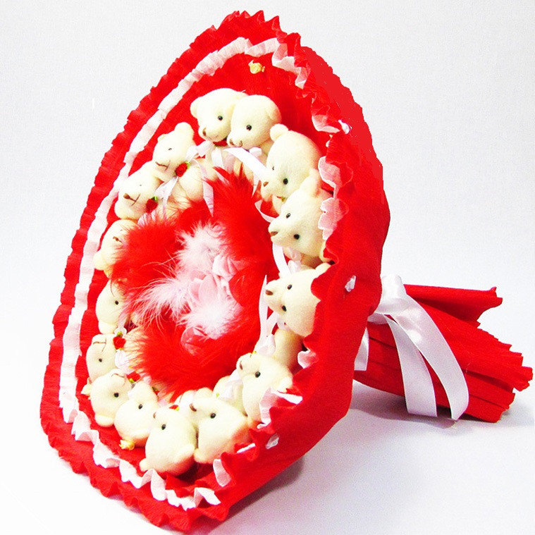 Букет із іграшок Ведмедики 15 червоний