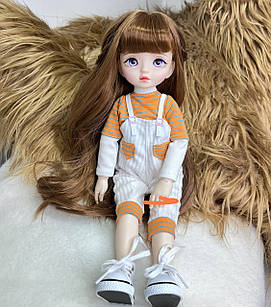 Лялька BJD Емма в комбінезоні 1/6 30 см, авторський макіяж, блакитні очі, одяг, перука