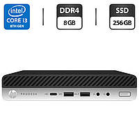 Неттоп HP / Core i3-8100T (4 ядра по 3.1 GHz) / 8 GB DDR4 / 256 GB SSD / UHD Graphics 630 / DisplayPort