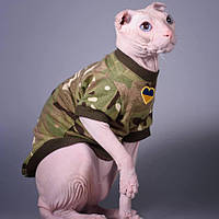 Кофта с рукавом для кота камуфляж Style Pets Military Multikam green XL