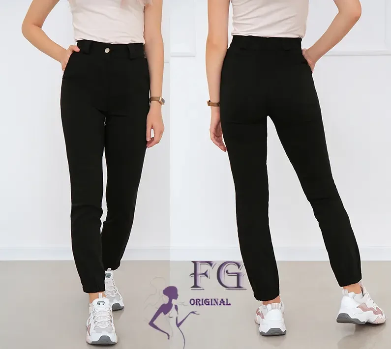 Чорні тонкі весняно-осінні жіночі штани з високою посадкою 50