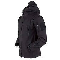 Мужская демисезонная Куртка с капюшоном Softshell Shark Skin 01 на флисе до -10°C черная размер M