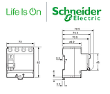 ПЗВ 4P 63A 30mA Вимикач диференціального струму Schneider Electric Resi9 R9R51463, фото 2
