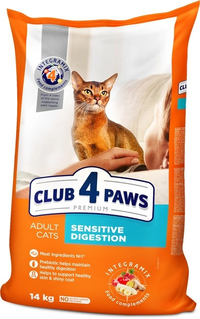 Сухий корм для дорослих кішок Club 4 Paws (Полуб 4 Лапи) Преміум. Чутливе травлення на розвіс 1 кг
