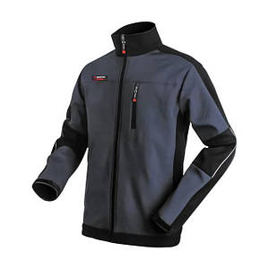 Куртка SOFTSHELL темносеро-чорна, тришарова, тканина стрейч SOFTSHEL 300 GSM 100D з водо та вітрозахистом, 96
