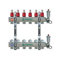 Коллектор для теплого пола Comisa 1x3/4 на 11 контуров с расходомером и воздушными клапанами нержавейка