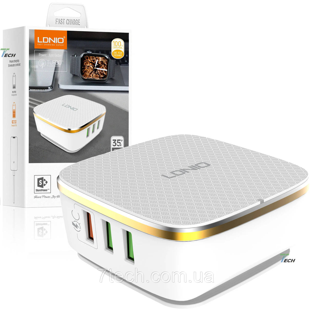 Сетевое зарядное устройство для телефона 6USB + 1.5м кабель Ldnio QC3.0  5V/7A 35W Белый (A6704) (ID#1787887393), цена: 899 ?, купить на Prom.ua