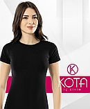 Жіноча  однотонна футболка  норма з бавовни розмір M ( 44) Kota. чорний, фото 5