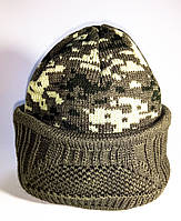 Зимова шапка-балаклава з сіткою піксель