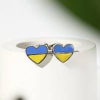 Серьги пуссеты флаг Украины Xuping TTM Stainless Steel Сережки сердце флаг Украины Серьги сердечки сине желтые