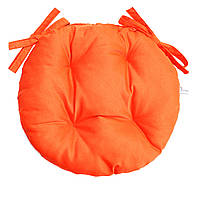 Подушка ярко-оранжевая круглая на двух завязках для стула, кресла, табуретки, садовой мебели 45х8