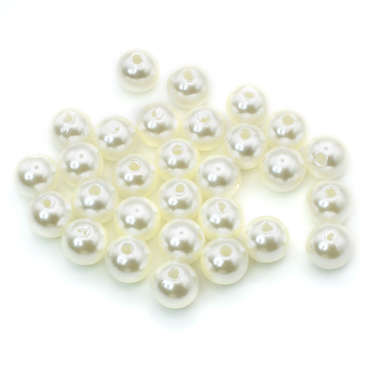 Намистини круглі перли з гальванічним покриттям 10 мм Айворі 25 г (+-50 шт.), фото 1