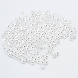 Намистини круглі перли, з гальванічним покриттям, розмір 5мм, колір Білий, в уп. 25г. (+- 420шт.)