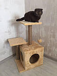 Кігтеточка Дряпка для кота Будиночок для кішок Ігровий комплекс з лежанкою для котів, фото 2