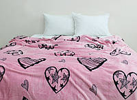 Мягкий теплый плед покрывало велсофт (микрофибра) розовый полуторный 160х220 на диван, кровать