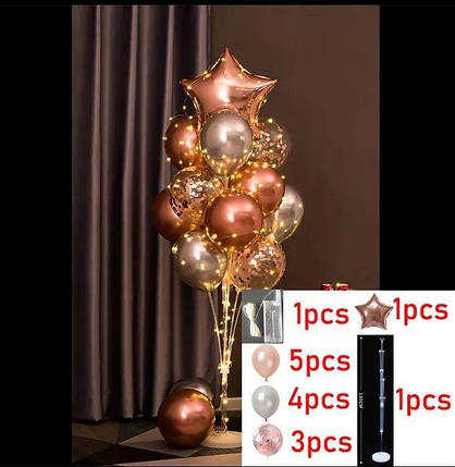 Фонтан з кульок з підсвіткою 13 кульок | Рожеве золото, фото 1