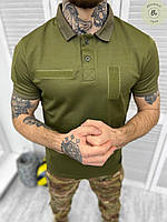 Тактическая футболка поло с коротким рукавом Gendarme Oliva / Рубашка армейскя поло ВСУ зеленая (арт.13932)