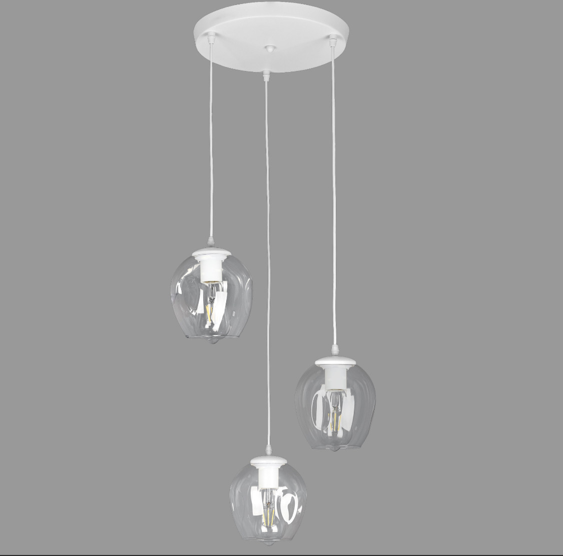 Біла підвісна люстра на 3 молекули (56-PR0231F-3 WH+CL)